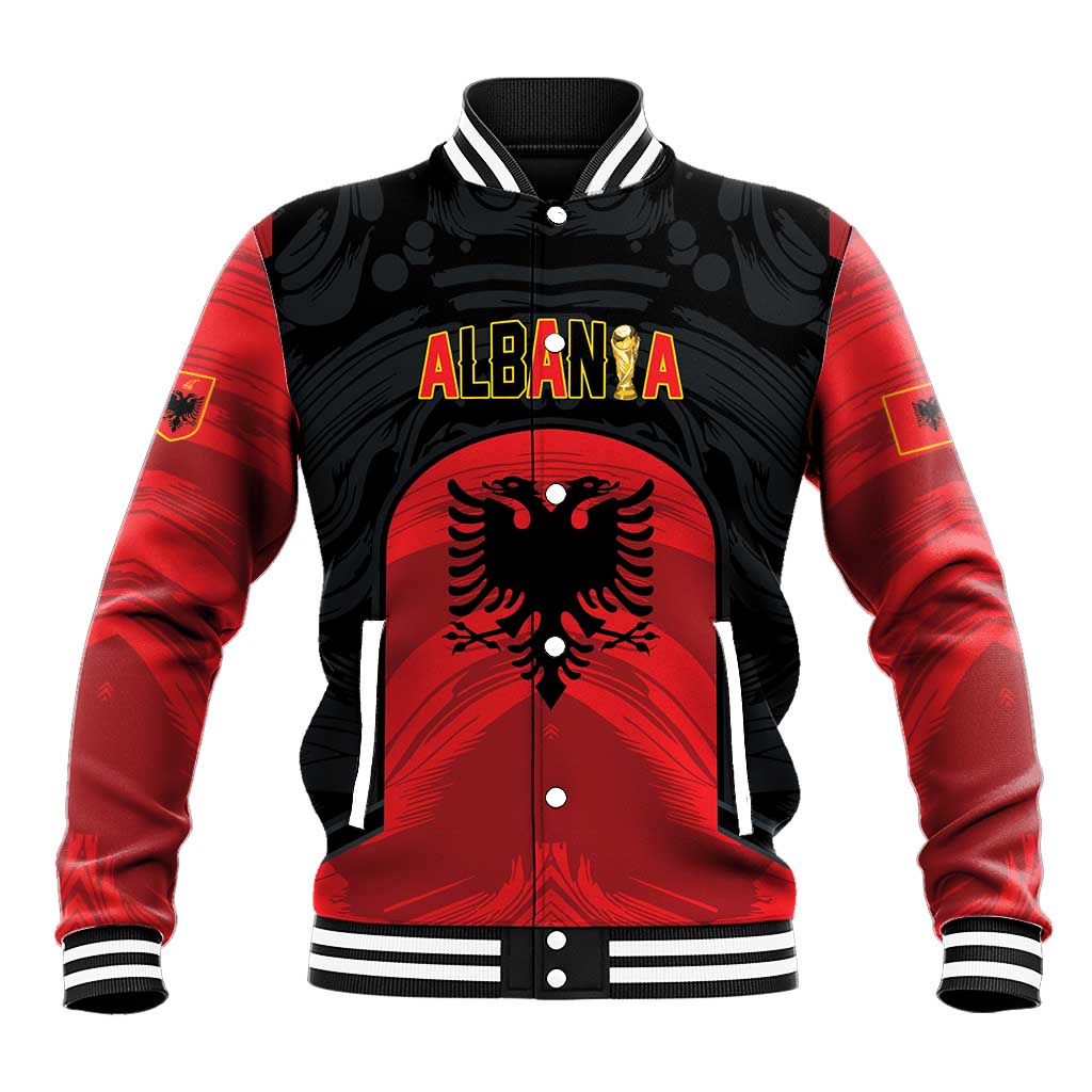 Custom Football 2026 Albania Black Baseball Jacket Kuqezinjte Come On