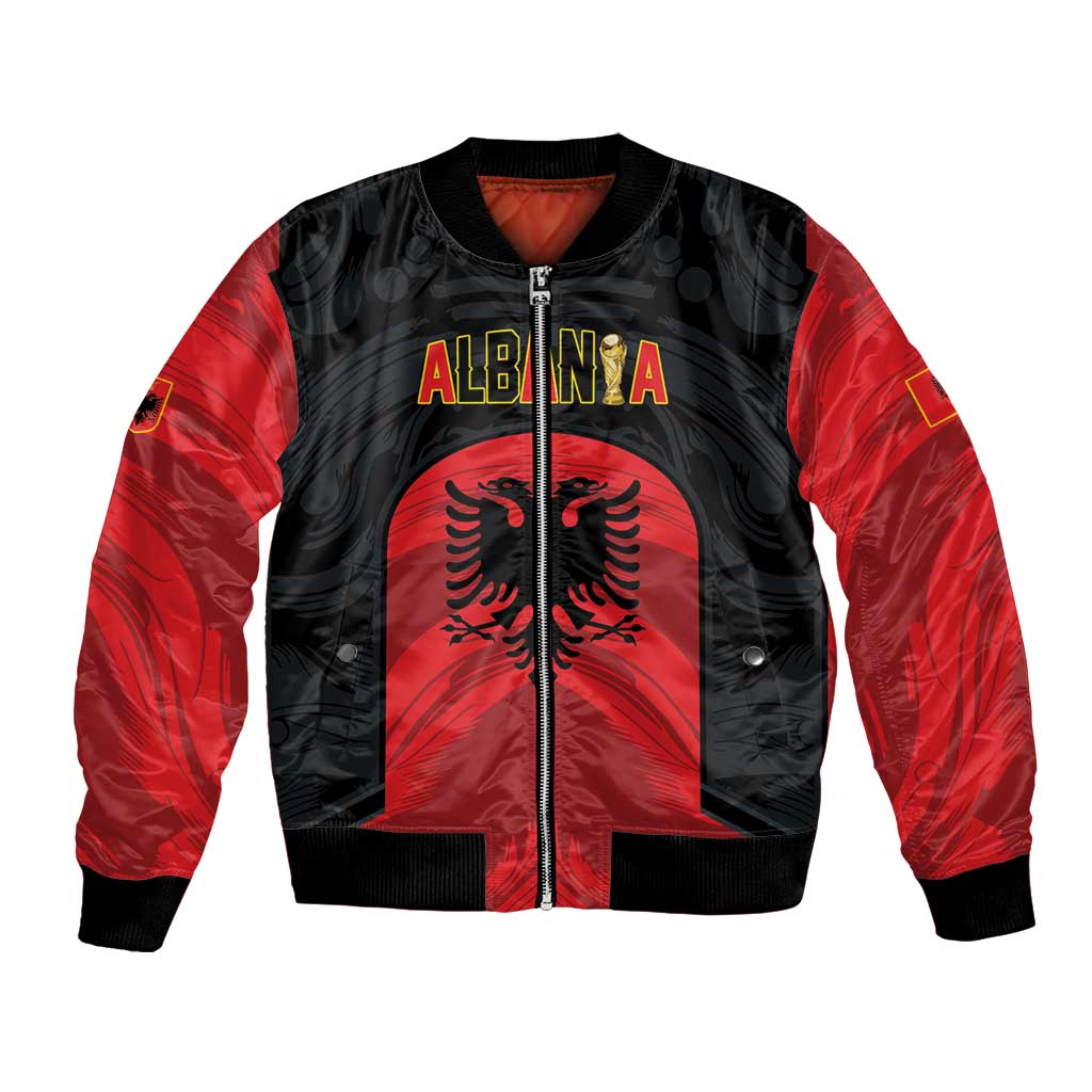 Custom Football 2026 Albania Black Bomber Jacket Kuqezinjte Come On