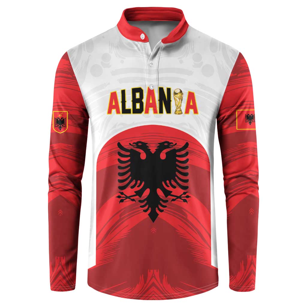 Custom Football 2026 Albania White Button Sweatshirt Kuqezinjte Come On