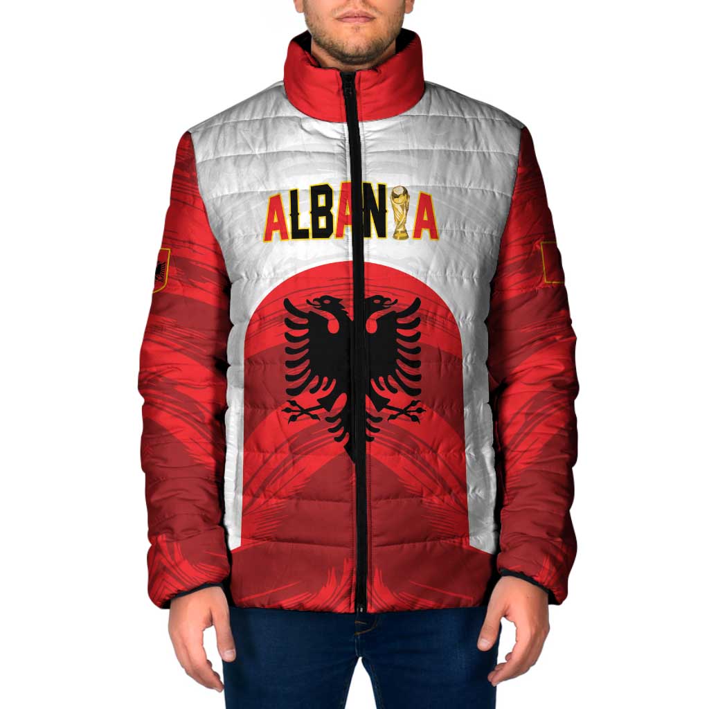 Custom Football 2026 Albania White Padded Jacket Kuqezinjte Come On