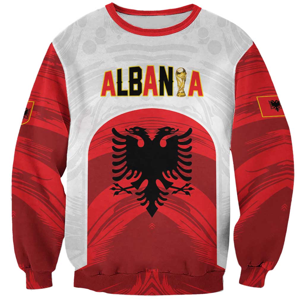 Custom Football 2026 Albania White Sweatshirt Kuqezinjte Come On