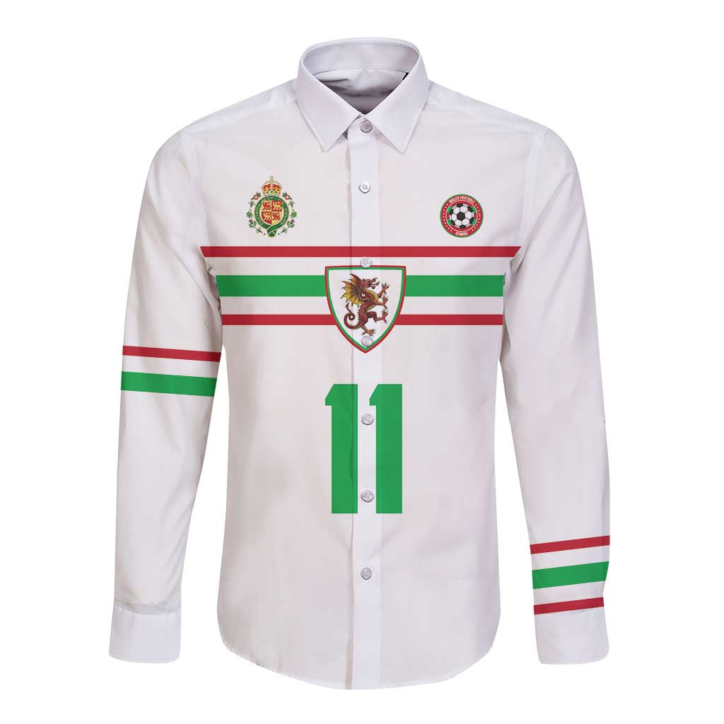 Custom Football 2026 Wales Dragon Long Sleeve Button Shirt Cymru Gorau Chwarae Cyd Chwarae