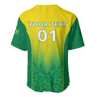 Green and yellow baseball jersey back with YOUR TEXT 01 and zigzag crest