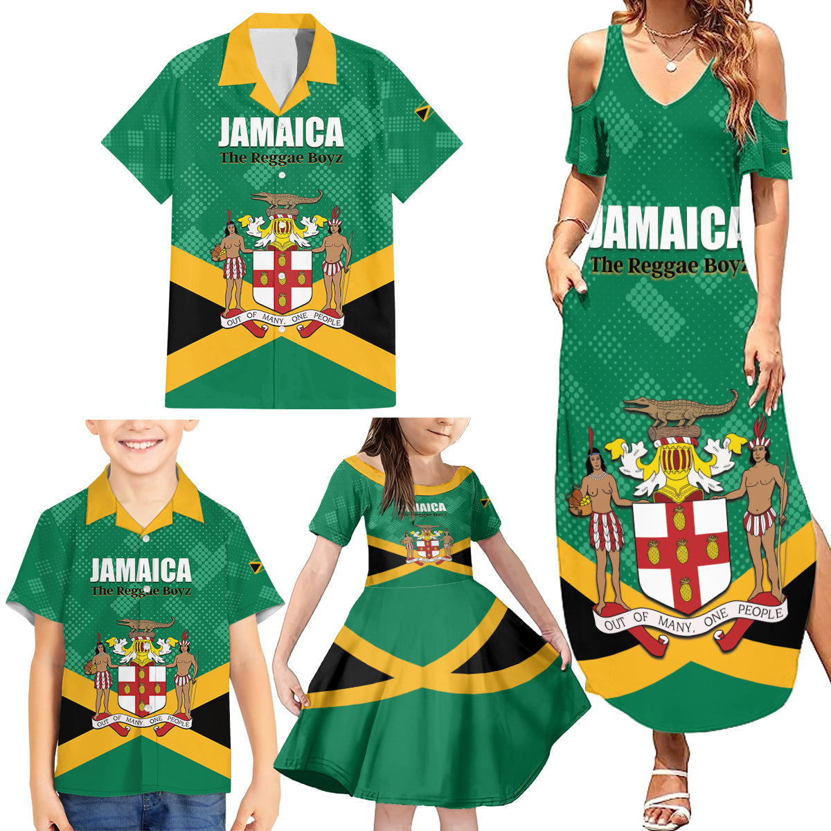 Personalized Jamaica 2024 Family Matching Summer Maxi Dress and Hawaiian Shirt Jumieka Reggae Boyz - Wonder Print Shop