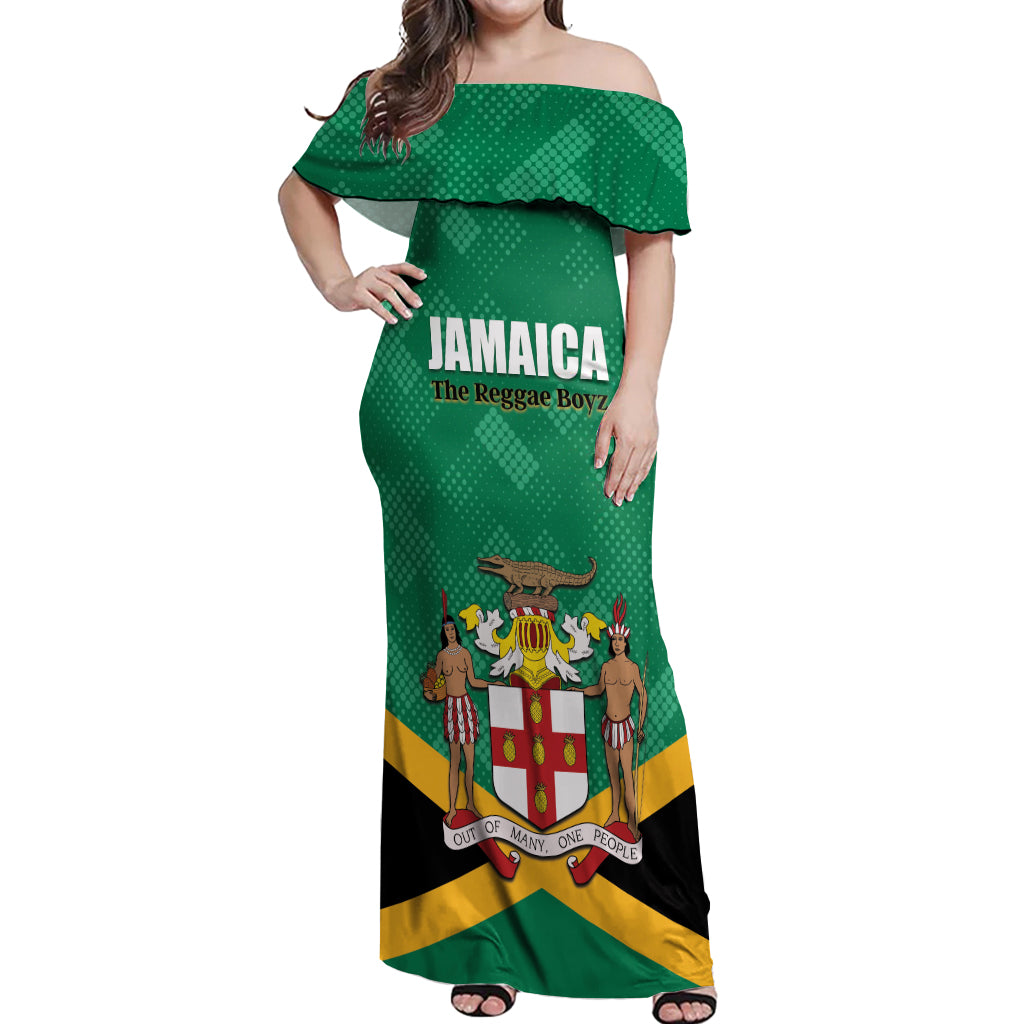 Personalized Jamaica 2024 Off Shoulder Maxi Dress Jumieka Reggae Boyz