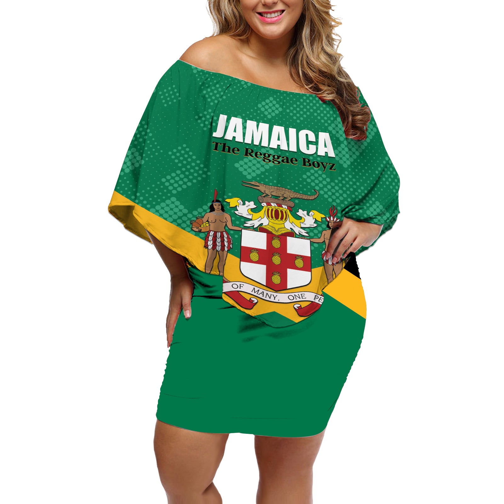 Personalized Jamaica 2024 Off Shoulder Short Dress Jumieka Reggae Boyz