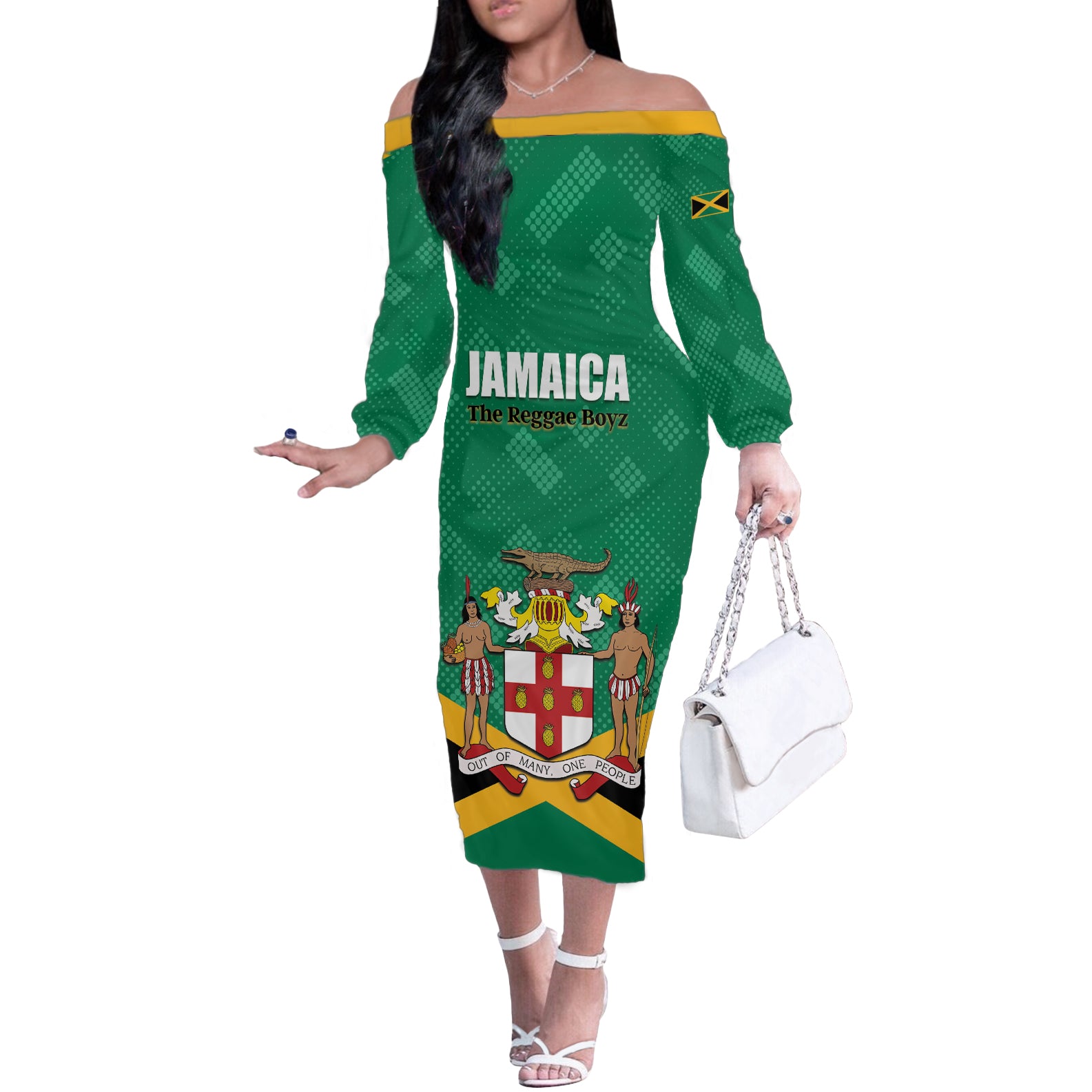 Personalized Jamaica 2024 Off The Shoulder Long Sleeve Dress Jumieka Reggae Boyz