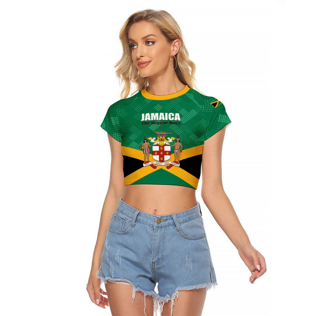 Personalized Jamaica 2024 Raglan Cropped T Shirt Jumieka Reggae Boyz