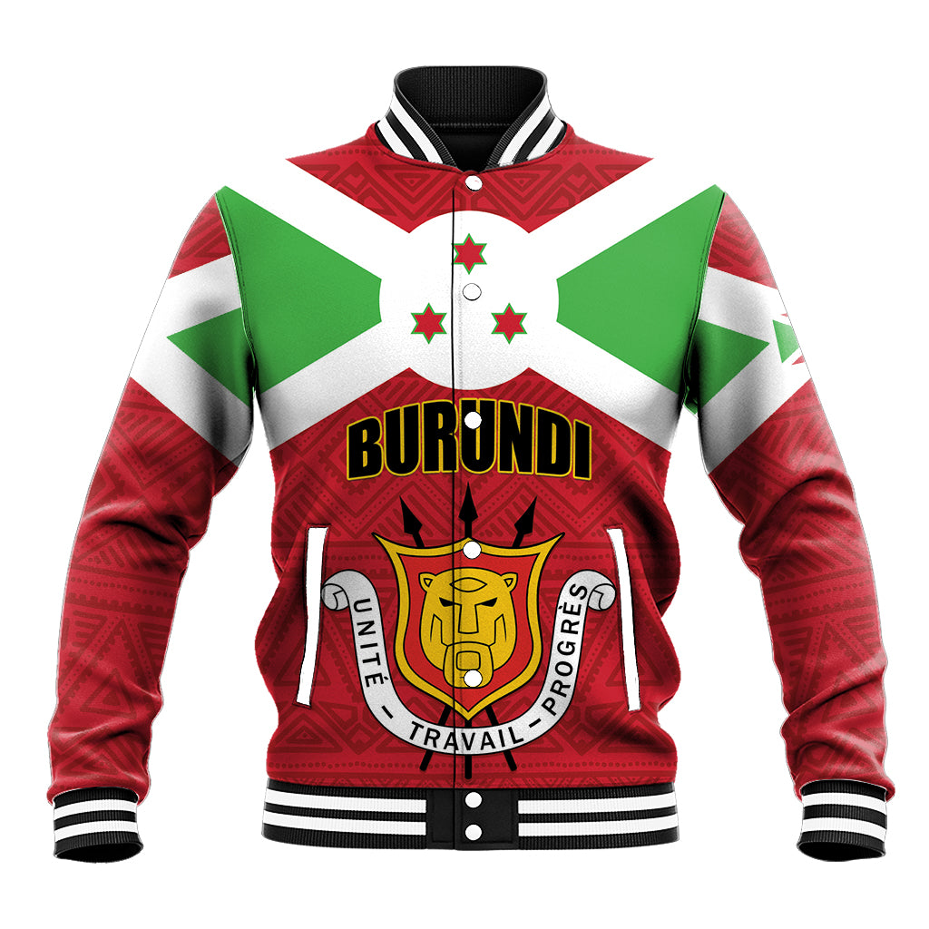 Personalized Burundi Baseball Jacket Coat Of Arms African Pattern - Wonder Print Shop