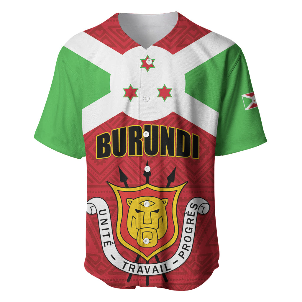 Personalized Burundi Baseball Jersey Coat Of Arms African Pattern - Wonder Print Shop