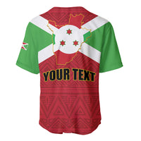 Personalized Burundi baseball jersey with coat of arms, green/red/white and 'YOUR TEXT'