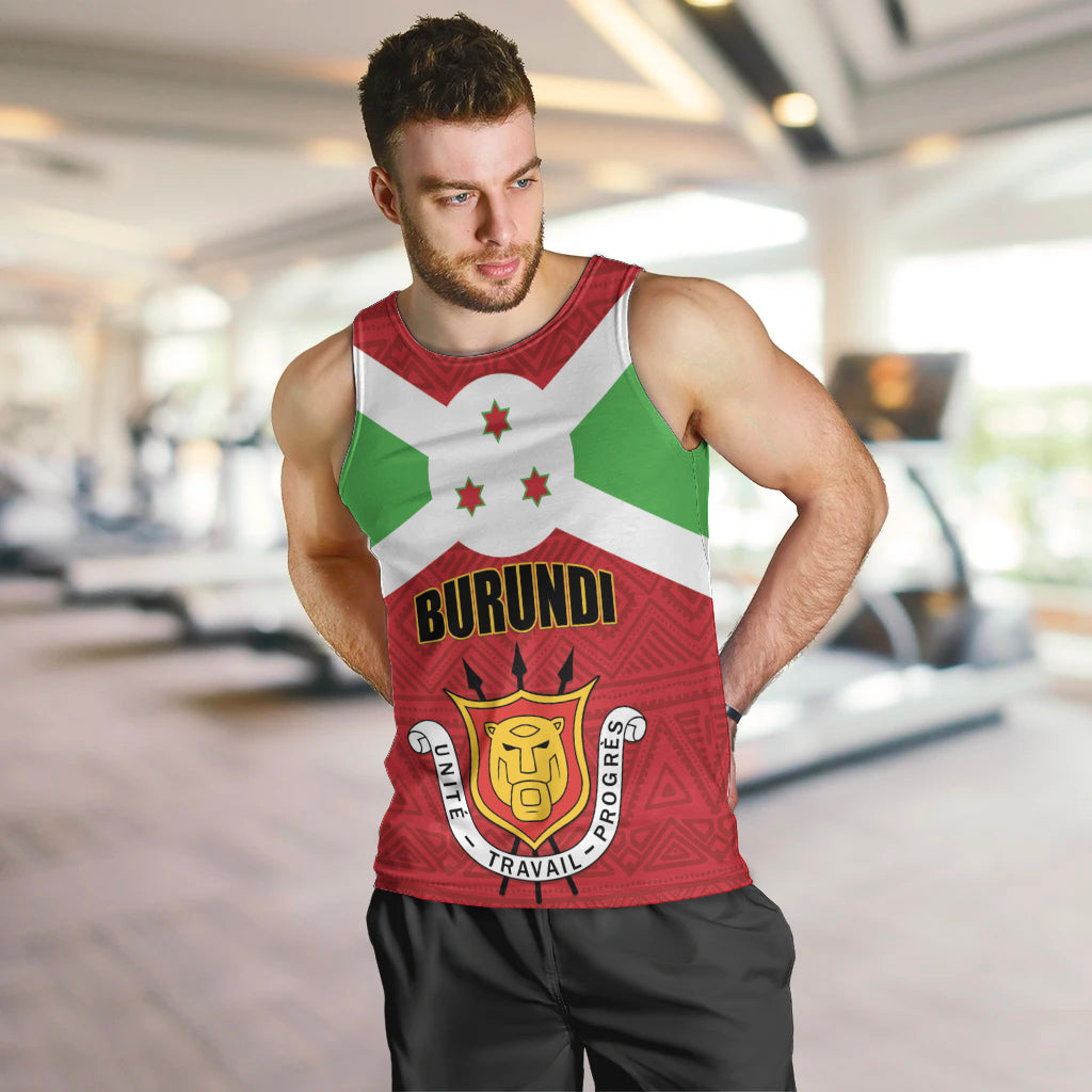 Personalized Burundi Men Tank Top Coat Of Arms African Pattern - Wonder Print Shop