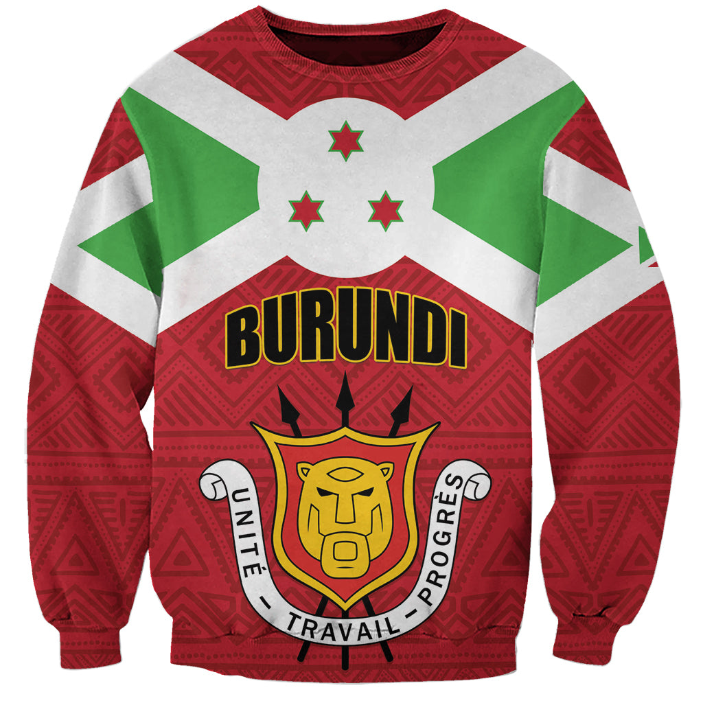 Personalized Burundi Sweatshirt Coat Of Arms African Pattern - Wonder Print Shop