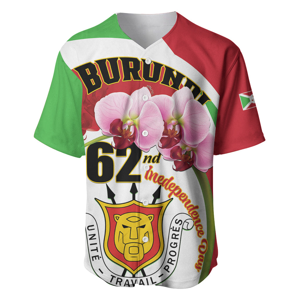 Personalized Burundi Independence Day Baseball Jersey Coat Of Arms Bujumbura Flower - Wonder Print Shop