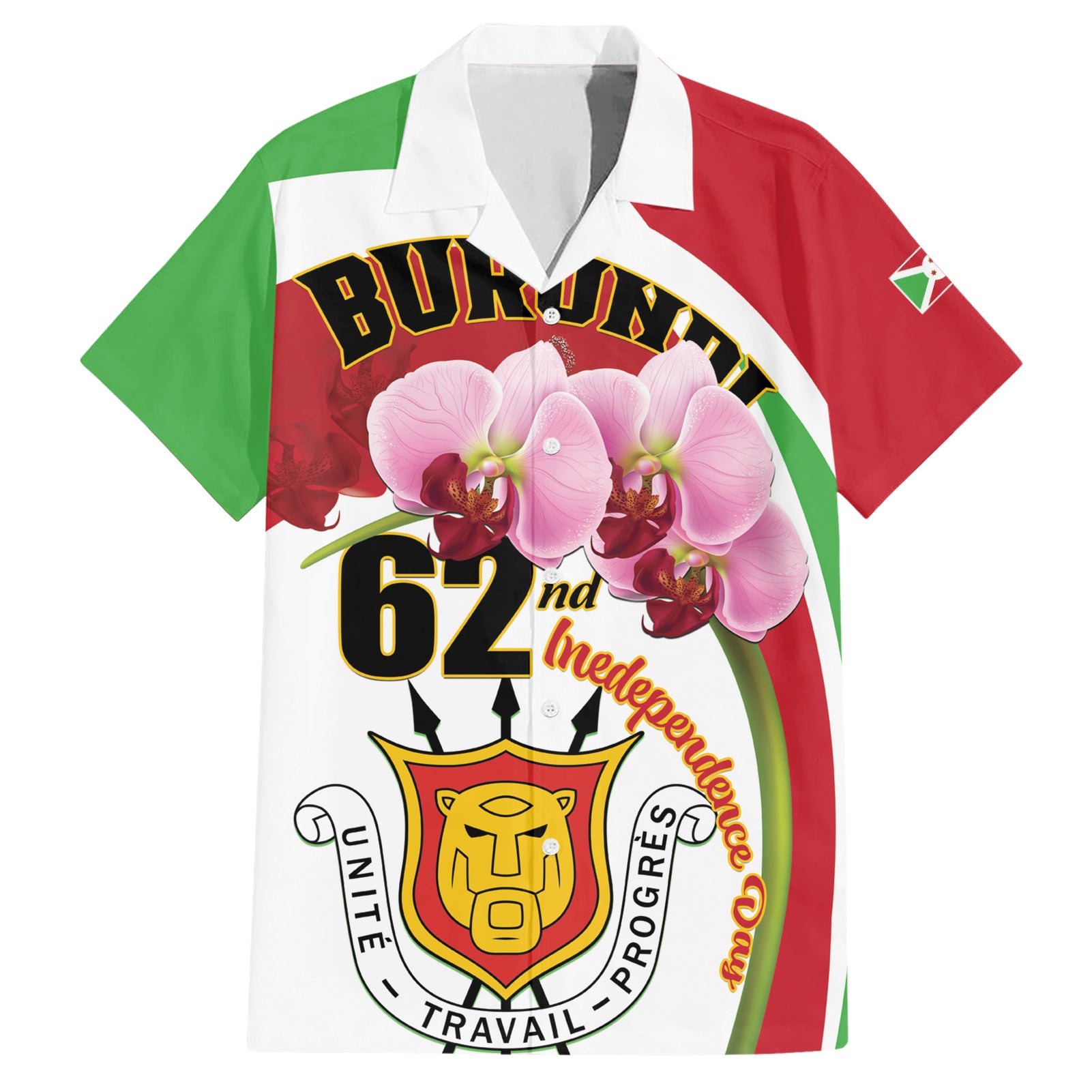 Personalized Burundi Independence Day Hawaiian Shirt Coat Of Arms Bujumbura Flower - Wonder Print Shop