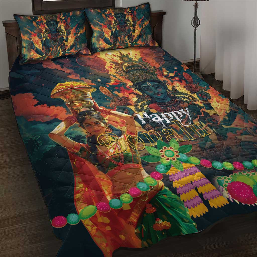 Bonalu Festival 2024 Quilt Bed Set Bonam Parikrama