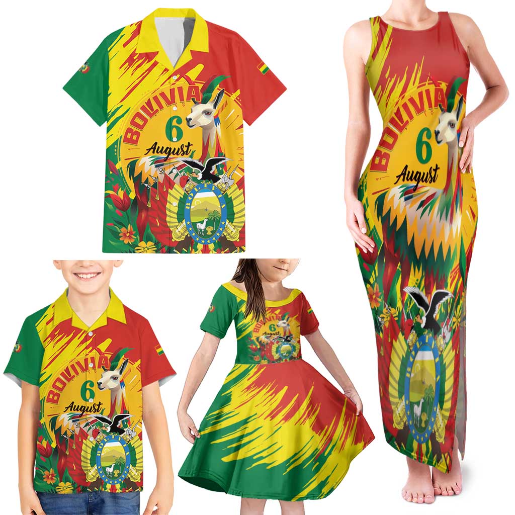 Bolivia Independence Day Family Matching Tank Maxi Dress and Hawaiian Shirt Puliwya Achka Aylluska Mamallaqta - Wonder Print Shop