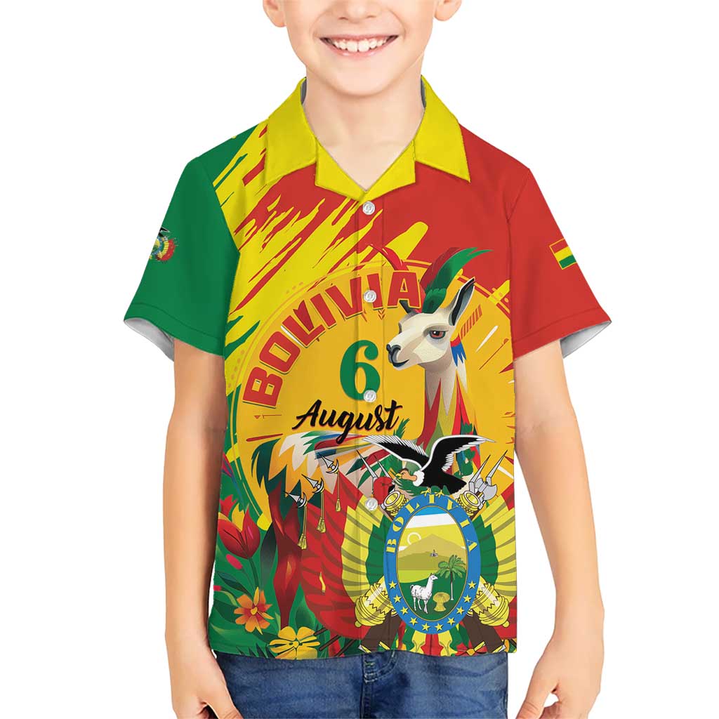 Bolivia Independence Day Kid Hawaiian Shirt Puliwya Achka Aylluska Mamallaqta - Wonder Print Shop