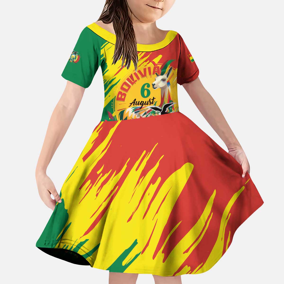 Bolivia Independence Day Kid Short Sleeve Dress Puliwya Achka Aylluska Mamallaqta - Wonder Print Shop