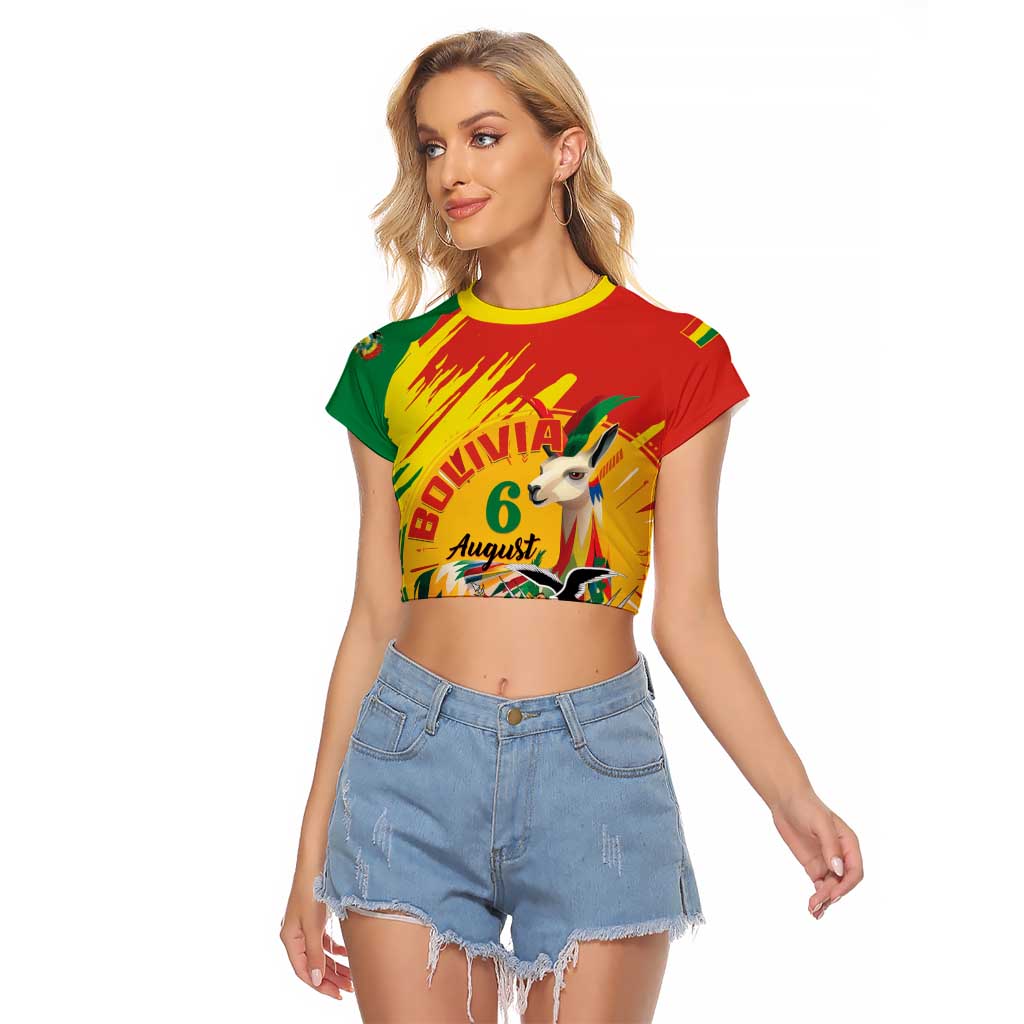 Bolivia Independence Day Raglan Cropped T Shirt Puliwya Achka Aylluska Mamallaqta - Wonder Print Shop