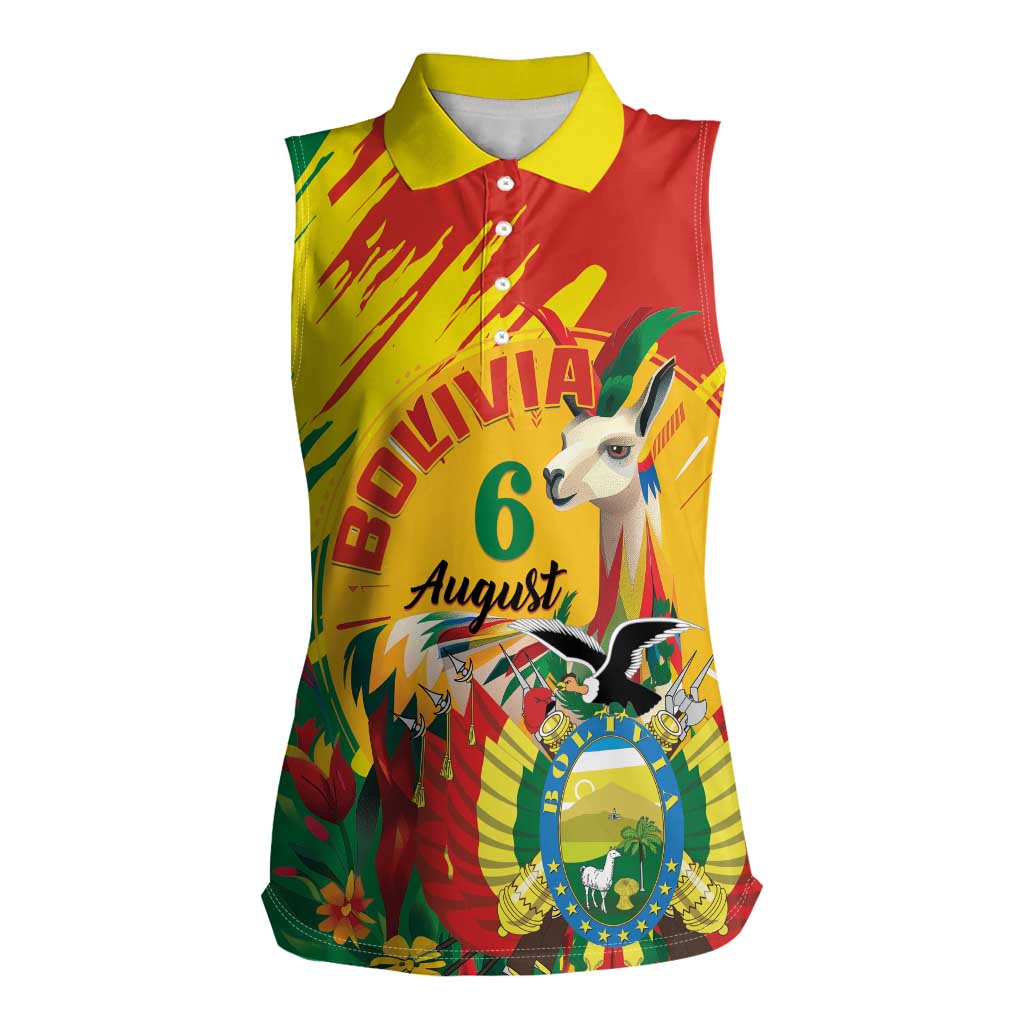 Bolivia Independence Day Women Sleeveless Polo Shirt Puliwya Achka Aylluska Mamallaqta - Wonder Print Shop