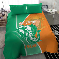Green and orange Cote d'Ivoire elephant bedding set with two matching pillowcases