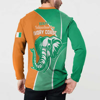 Green and orange button sweatshirt with Happy Independence Day Ivory Coast back print