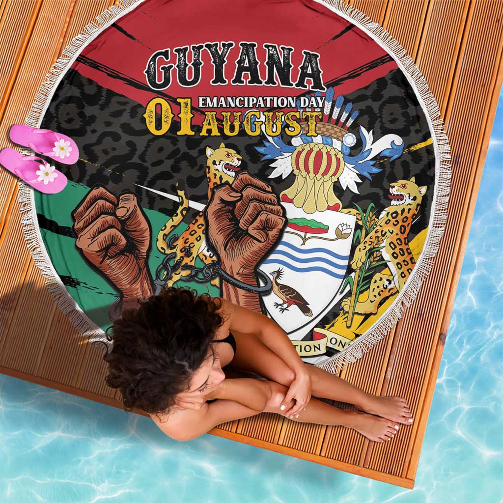 Guyana Emancipation Day Beach Blanket Jaguar Skin Pattern - Wonder Print Shop