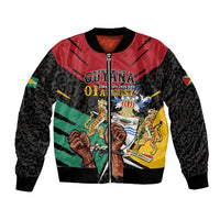 Personalized Guyana Emancipation Day Bomber Jacket Jaguar Skin Pattern - Wonder Print Shop