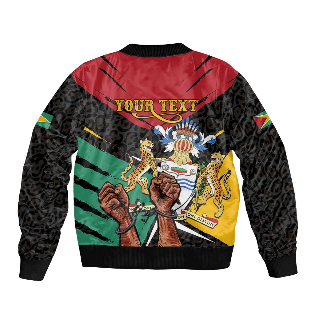 Personalized Guyana Emancipation Day Bomber Jacket Jaguar Skin Pattern - Wonder Print Shop