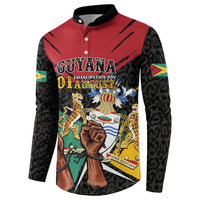 Personalized Guyana Emancipation Day Button Sweatshirt Jaguar Skin Pattern - Wonder Print Shop