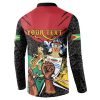 Personalized Guyana Emancipation Day Button Sweatshirt Jaguar Skin Pattern - Wonder Print Shop
