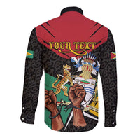Personalized Guyana Emancipation Day Long Sleeve Button Shirt Jaguar Skin Pattern - Wonder Print Shop