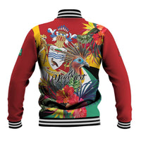 Personalized Guyana Canje Pheasant Baseball Jacket Tropical Flowers - Wonder Print Shop