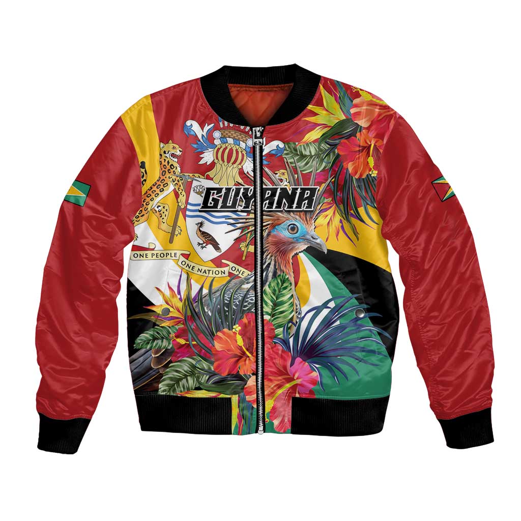 Personalized Guyana Canje Pheasant Bomber Jacket Tropical Flowers - Wonder Print Shop
