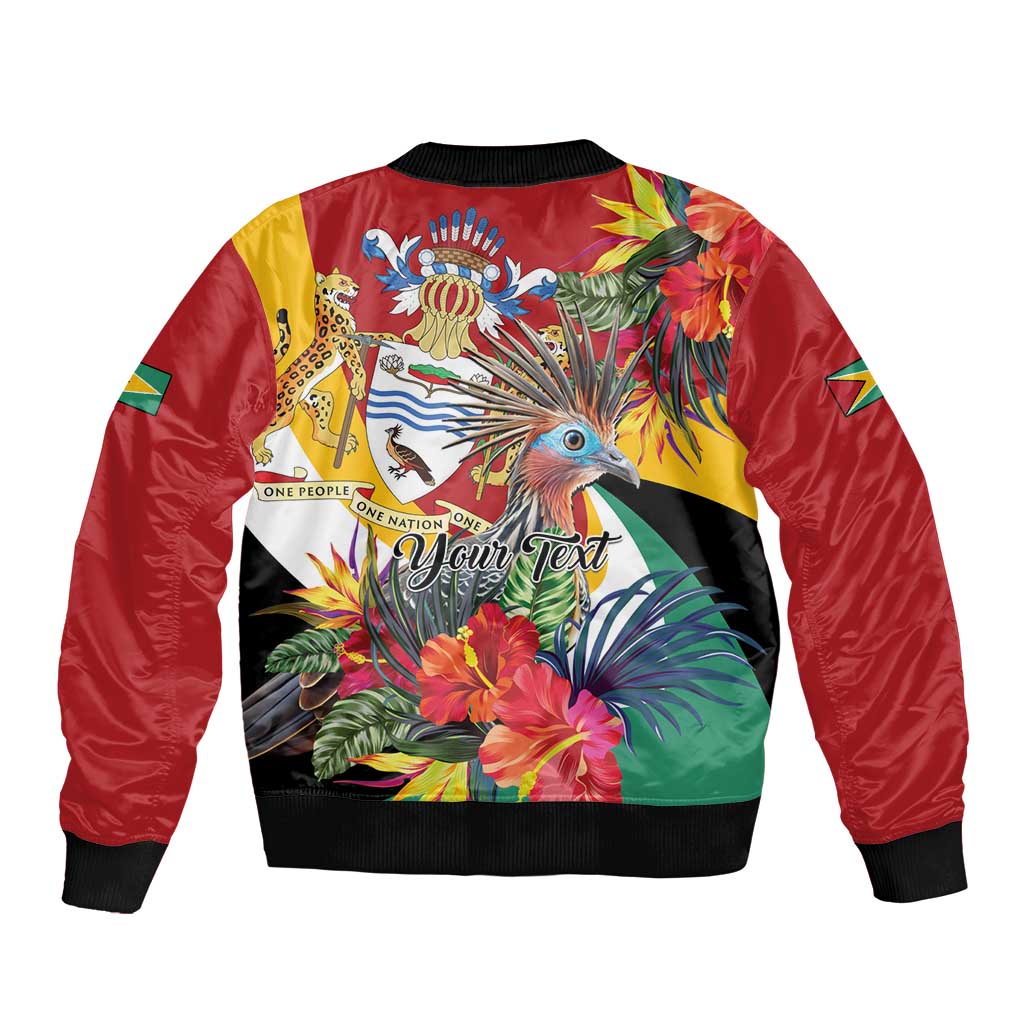 Personalized Guyana Canje Pheasant Bomber Jacket Tropical Flowers - Wonder Print Shop