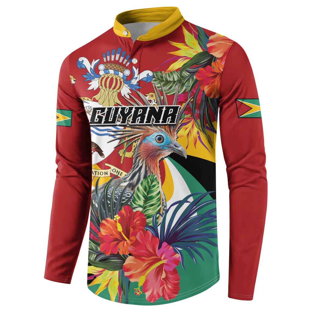 Personalized Guyana Canje Pheasant Button Sweatshirt Tropical Flowers - Wonder Print Shop