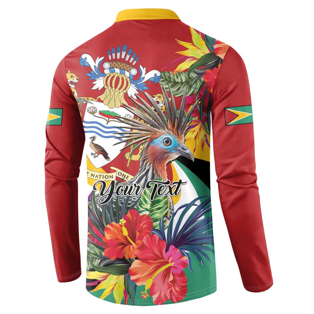 Personalized Guyana Canje Pheasant Button Sweatshirt Tropical Flowers - Wonder Print Shop