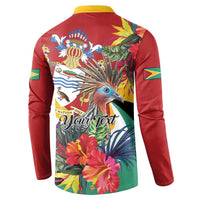 Personalized Guyana Canje Pheasant Button Sweatshirt Tropical Flowers - Wonder Print Shop