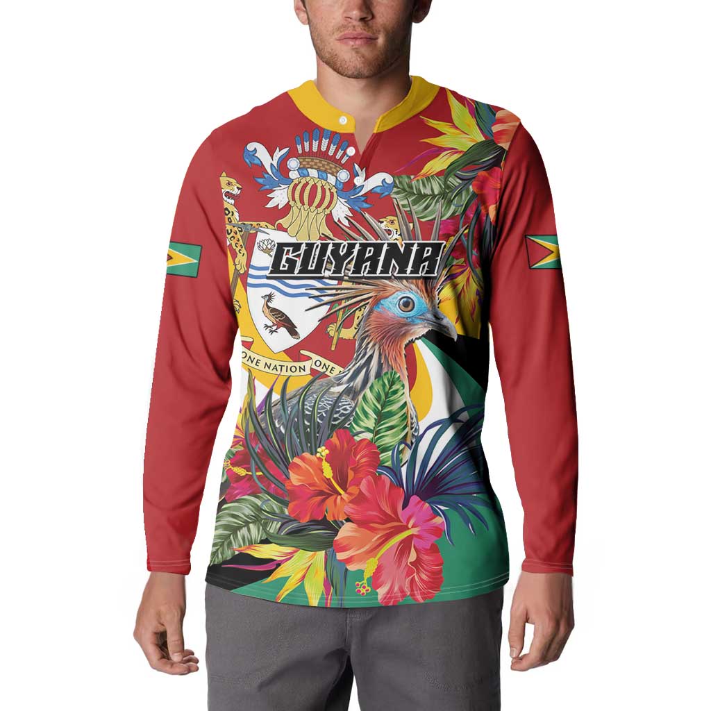 Personalized Guyana Canje Pheasant Button Sweatshirt Tropical Flowers - Wonder Print Shop