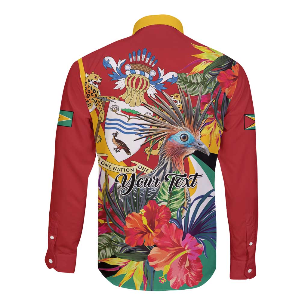 Personalized Guyana Canje Pheasant Long Sleeve Button Shirt Tropical Flowers - Wonder Print Shop