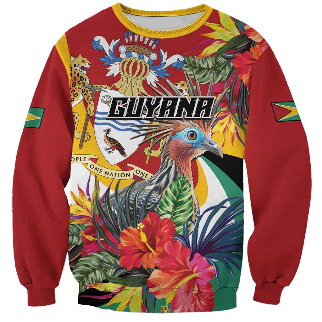 Personalized Guyana Canje Pheasant Sweatshirt Tropical Flowers - Wonder Print Shop