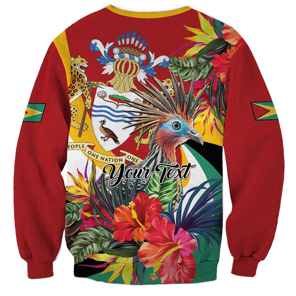 Personalized Guyana Canje Pheasant Sweatshirt Tropical Flowers - Wonder Print Shop