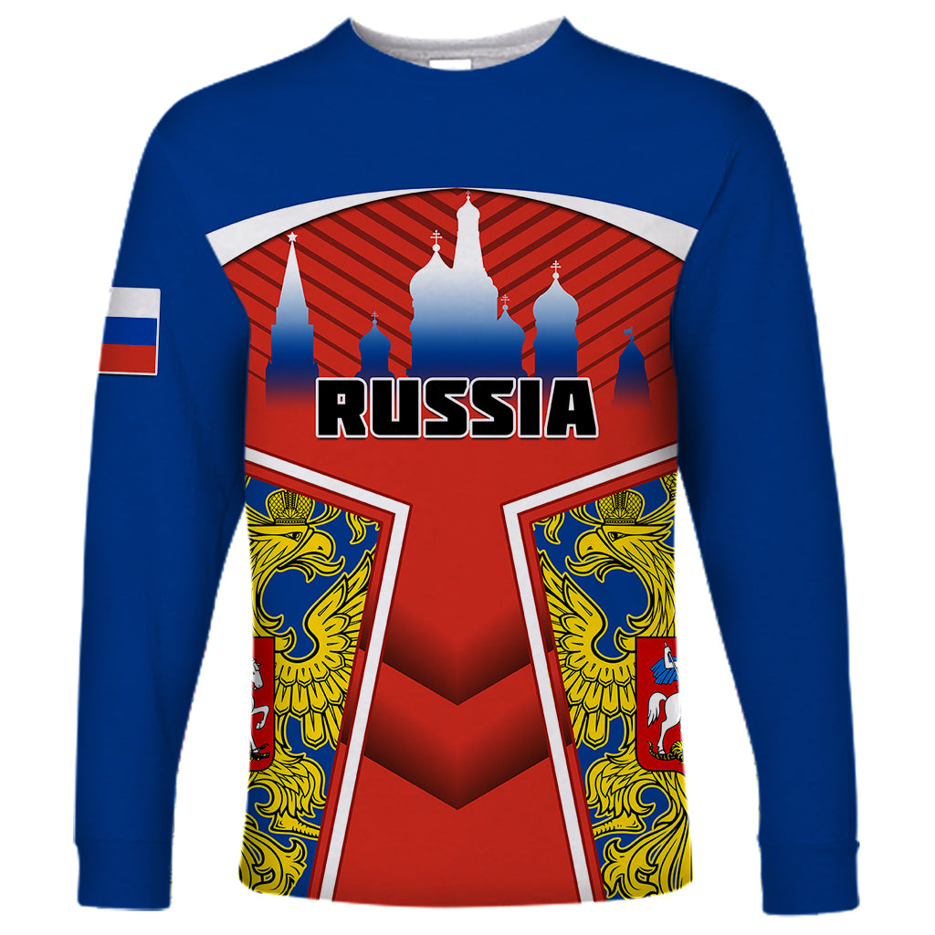 Russia Long Sleeve Shirt Russian Eagle and Kremlin - Wonder Print Shop