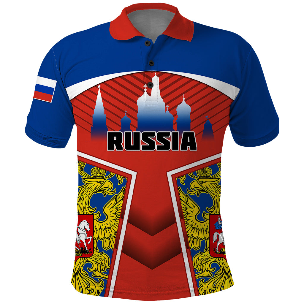 Russia Polo Shirt Russian Eagle and Kremlin - Wonder Print Shop