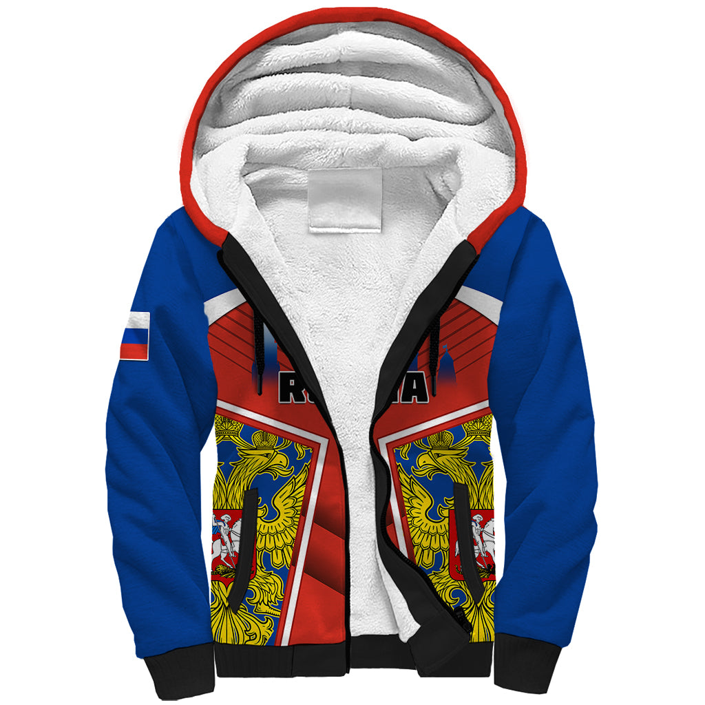 Russia Sherpa Hoodie Russian Eagle and Kremlin - Wonder Print Shop