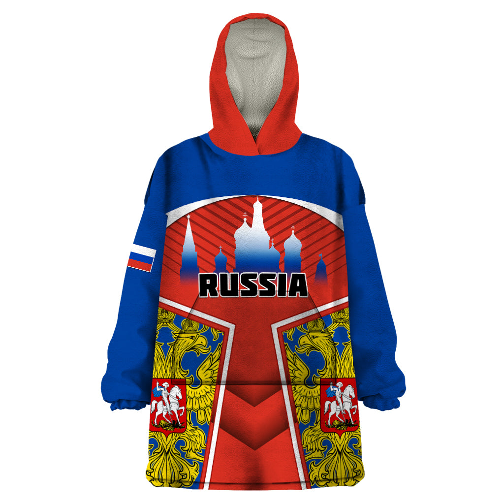 Personalised Russia Wearable Blanket Hoodie Russian Eagle and Kremlin - Wonder Print Shop