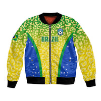 Unisex Brazil bomber jacket with leopard pattern, full zip, ribbed cuffs, front badge