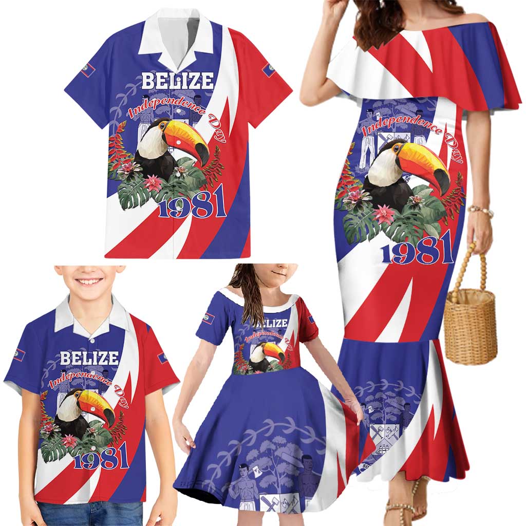 Belize Independence Day 1981 Family Matching Mermaid Dress and Hawaiian Shirt Bileez Keel Billed Toucan - Wonder Print Shop