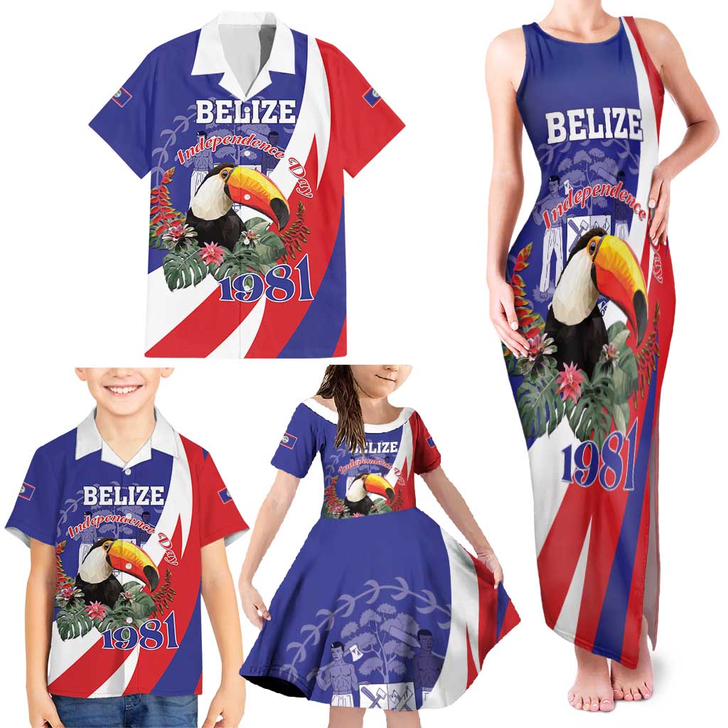 Belize Independence Day 1981 Family Matching Tank Maxi Dress and Hawaiian Shirt Bileez Keel Billed Toucan - Wonder Print Shop